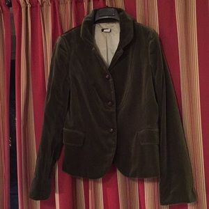J Crew green velvet blazer.